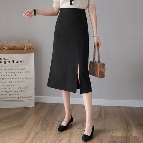 Jupe D'automne Nouvelle Jupe De Travail Pour Femmes Jupe Taille Haute Fendue Jupe Mi-Longue Jupe De Hanche Costume Jupe En Une Étape