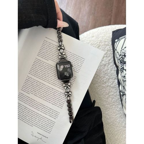 Nouveau Papillon En Zircon De Haute Qualité En Métal Adapté Au Bracelet Apple Watch Applewatch456iwatch789-Papillon Zircon - Noir - 42 Mm/44 Mm/45 Mm/49 Mm