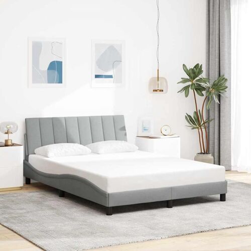 vidaXL Cadre de lit sans matelas gris clair 140x190 cm tissu