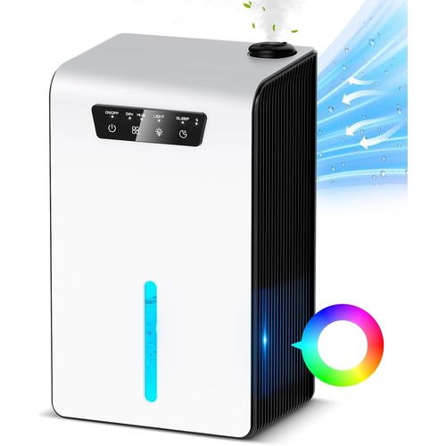 GUES-Deshumidificateur Et Humidificateur D'Air 2 En 1, Réservoir 3,2 L, Déshumidificateur Électrique Silencieux Pour Chambre, Salle De Bain Et Cave, Avec Lumière Led 7 Couleurs, Mode Veille