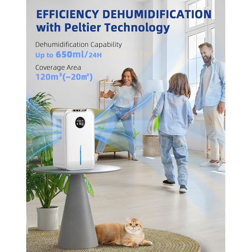 GUES-Déshumidificateur Electrique Silencieux 2500Ml Avec Tuyau Auto Drain 24H Sommeil Timer Led 7 Colorées Arrêt Automatique Blanc Pour Bain, Chambre À Coucher, Armoire