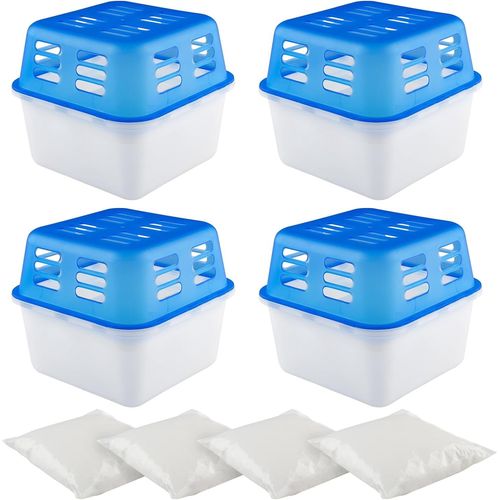 Deshumidificateur D Air,4x400g Granulés Déshumidifiés Et 4 Boîte à Granulés Deshumidificateur,Convient Pour Une Zone Ne Dépassant Pas 40m ² Cuisine,Salle De Bains Et Salon