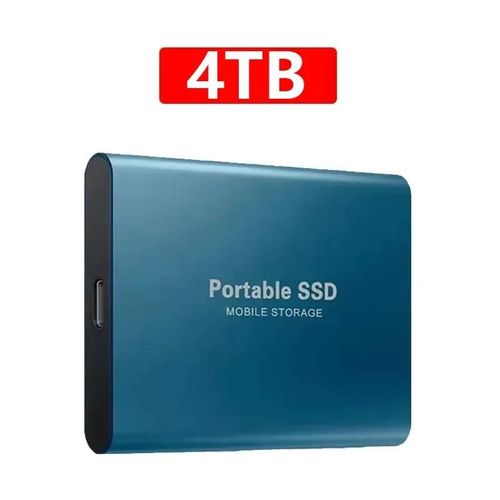Véritable disque dur externe Portable SSD, haute vitesse USB 3.2 disque dur rapide type-c, disque SSD de masse pour ordinateur Portable/PC/MAC-Bleu 4TB