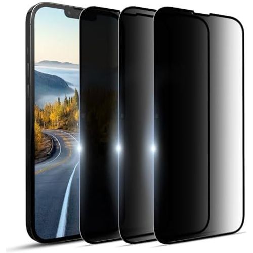 Kal-Lot De 3 Films De Protection D'écran En Verre Trempé Pour Apple Iphone 12, Anti-Espion, Anti-Rayures, Surface Brillante, Anti-Rayures, Haute Sensibilité, Noir