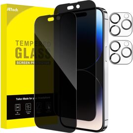 JGD-Verre Trempé Anti-Espion pour iPhone 14 Pro Max 6,7 Pouces avec Protecteur Objectif Caméra Arrière, Couverture Complète, Film Protection Écran, 2 Pièces Chacun