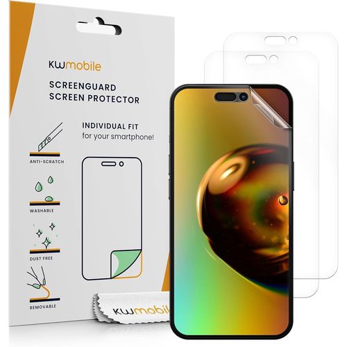 Kal-Film Protection Écran Téléphone Compatible Avec Apple Iphone 16 Film Écran - Set 3x Film Transparent En Plastique