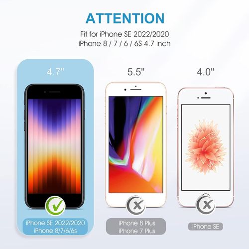 Sjzg-3 Pièces Verre Trempé Pour Iphone Se 2022/2020, Iphone 8/7/6s, Vitre Protection Pour Iphone Se 3/2, Film Protection Ecran