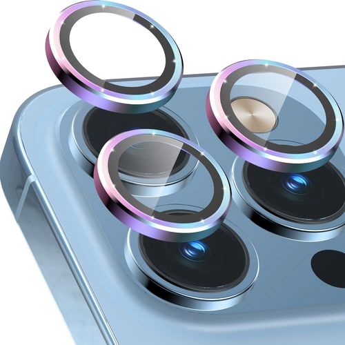 Kal-Caméra Arrière Protecteur Compatible Avec Iphone 13 Pro And Iphone 13 Pro Max, [Alliage D'aluminium], Couverture Complet & 9h Dureté Film De Protection Caméra Lentille, Coloré