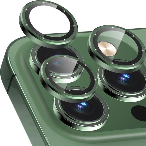 Kal-Caméra Arrière Protecteur Compatible Avec Iphone 13 Pro And Iphone 13 Pro Max, Alliage D'aluminium, Couverture Complet & 9h Dureté Film De Protection Caméra Lentille, Vert