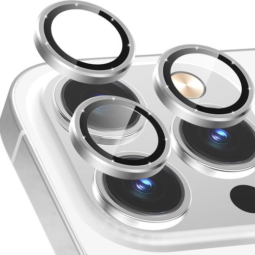 Kal-Caméra Arrière Protecteur Compatible Avec Iphone 13 Pro And Iphone 13 Pro Max, [Alliage D'aluminium], Couverture Complet & 9h Dureté Film De Protection Caméra Lentille, Argent