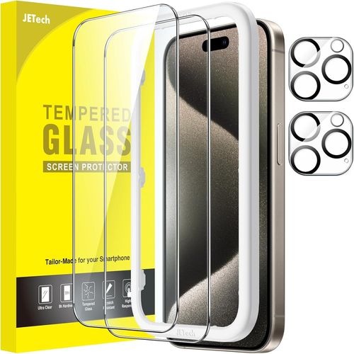 Cauc-Verre Trempé Pour Iphone 15 Pro Max 6,7 Pouces Avec Caméra Protecteur, Kit Outil D'installation Facile, Film Protection Écran, Hd Transparent, 2 Pièces Chacun