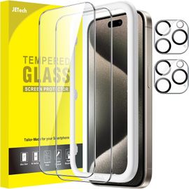 CAUC-Verre Trempé pour iPhone 15 Pro Max 6,7 Pouces avec Caméra Protecteur, Kit Outil d'Installation Facile, Film Protection Écran, HD Transparent, 2 Pièces Chacun