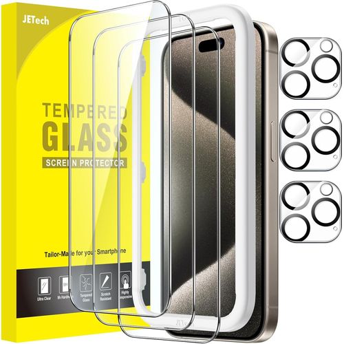 Kal-Verre Trempé Pour Iphone 15 Pro Max 6,7 Pouces Avec Caméra Protecteur, Sans Bulle, Kit Outil D'installation Facile, Film Protection Écran, Hd Transparent, 3 Pièces Chacun