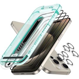 JGD-Armorite Verre Trempé pour iPhone 15 Pro Max avec Caméra Protecteur,Contenir 3 Protection écran et 2 Protection Objectif Caméra Individuel, Protection Militaire, Anti Rayures