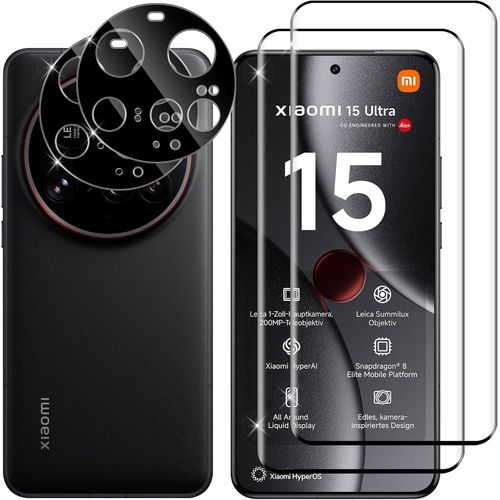 Kal-Pour Xiaomi 15 Ultra Verre Trempé + Caméra Arrière Protecteur, + 2 Pièces], 3d Couverture Complète Protection Écran, Sans Bulles Vitre Trempé, Anti-Rayures Protecteurs D'écran