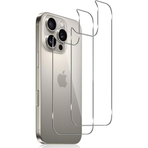 CAUC-pour iPhone 16 Pro 6.3'' Arrière Verre Trempé, 2 Pièces 9H Dureté HD Protection écran, Anti-Rayures Sans Bulles Vitre Trempé Retour Film