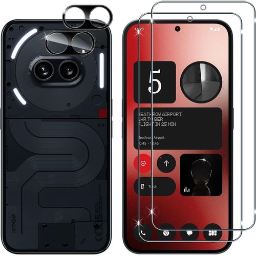 Pour Nothing Phone (2a)/ (2a) Plus Verre Trempé, 2+2 Pièces Protection Écran+ Caméra Arrière Protecteur Film (Noire), 9h Dureté Hd Anti-Rayures Protecteurs D'écran Pour Nothing Phone 2a