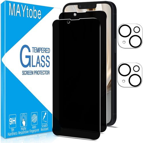 2 Pièces Verre Trempé Anti Espion Pour Iphone 14 Plus Avec 2 Pièces Caméra Arrière Protecteur, Film Protection Écran Confidentialité, Sans Bulles, Dureté 9h, Anti-Rayures