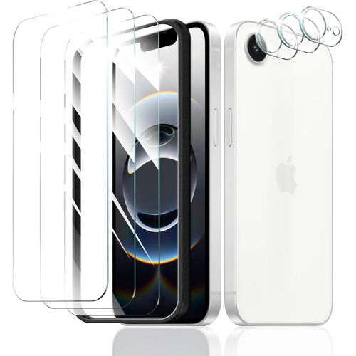 Verre Trempé Pour Iphone 16e, 3*Film Protection Écran Protecteur Et 3*Caméra Arrière Protecteur Et 1*Kit Outil D'installation Facile, Vitre Protecteur, Dureté 9h Glass, Anti Rayures