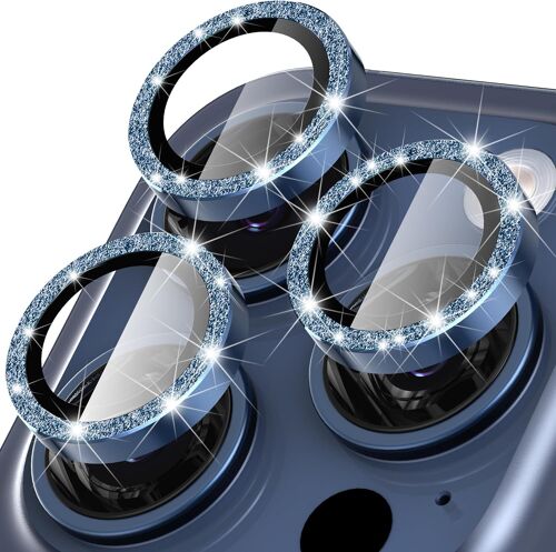 Protection Objectif Cam¿¿ra pour iPhone 15 Pro/15 Pro Max Cam¿¿ra Arri¿¿re Protecteur,Brillant D¿¿coration Alliage D'aluminium+Verre Tremp¿¿ Camera Protector pour iPhone 15 Pro/15 Pro Max