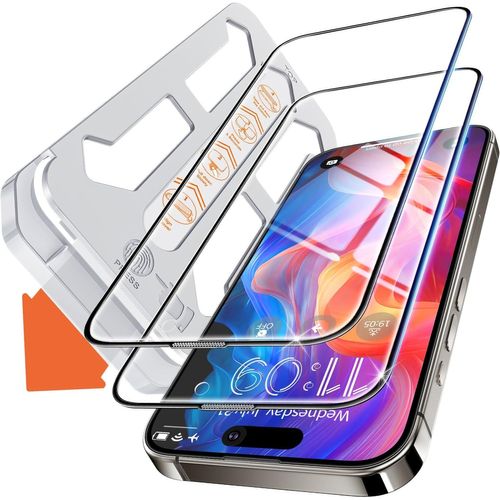 Flash Fit Tempered Glass Screen Protector For Iphone 15 Pro 6.7 Inches [Pack Of 2] Ultra Simple Installation Full Coverage Anti-Scratch