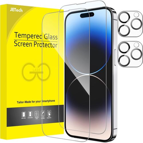 Verre Trempé Pour Iphone 14 Pro Max 6,7 Pouces Avec Protecteur D'objectif De Caméra, Couverture Complète, Film Protection Écran, Hd Transparent, 2 Pièces Chacun