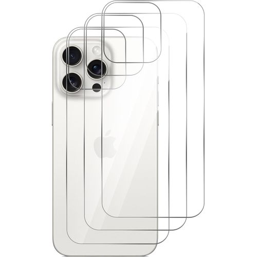 [3 Pièces Arriere Protection Compatible Avec Iphone 15 Pro Max, Iphone 15 Pro Max Film Protection Arriere, Verre Trempé, Haute Transparence, Résistant Aux Rayures, Antidérapant - Transparent