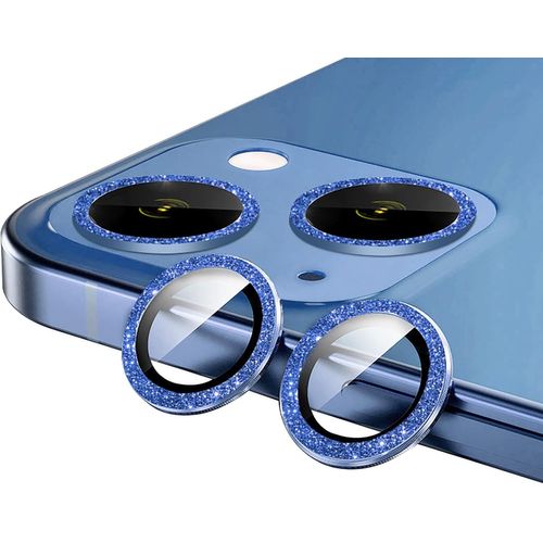 Verre Trempé Caméra Pour Iphone 13, Poudre De Diamant Brillant, Bling, Verre Trempé Haute Définition, Iphone 13 Mini Verre Trempé Camera - Blue