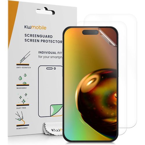 Kal-Film Protection Écran Téléphone Compatible Avec Iphone 15 Film Écran -Set Film Transparent En Plastique