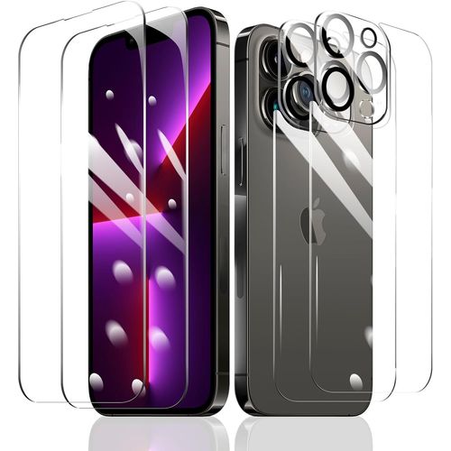 2×Film Protection D'Écran Pour Iphone 13 Pro + 2×Protection Camera Objectif Arriere Appareil Photo + 2×Arrière Verre Trempé,Vitre Protecteur Accessoires,Hd Dureté 9H Glass,Compatible Coque
