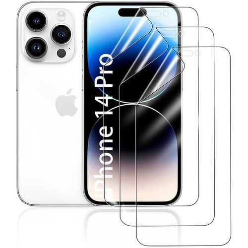 Films De Protection D'écran Pour Iphone 14 Pro, 3 Pièces Film Hydrogel Transparent Hd Souple En Tpu Film De Protection D'écran Anti-Rayures Anti-Traces De Doigts Auto-Réparatrice