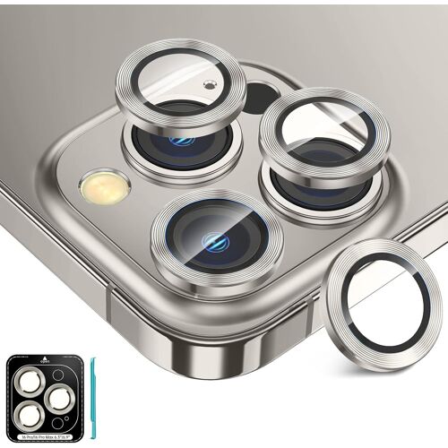 CAUC-Protection Objectif Caméra pour iPhone 16 Pro Max/iPhone 16 Pro,9H Film lentill de Protection [Le verre rayure] [Ultra HD] Anneau individuel en métal Caméra Protecteur,Gris