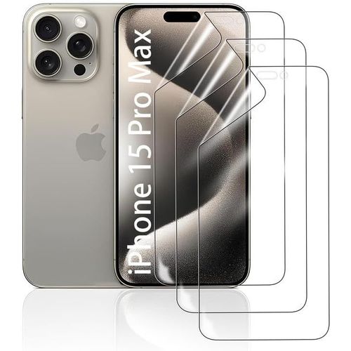 Kal-Film De Protection D'écran Hydrogel Pour Iphone 15 Pro Max, 3 Pièces Tpu Souple Transparent Hd Anti-Bulles Anti-Rayures Anti-Traces De Doigts Auto-Réparatrice