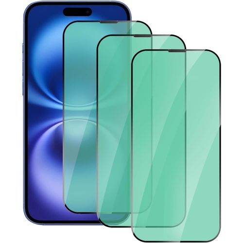 Pps-3 Pièces Verre Trempé Pour Iphone 16, Dureté 9h Anti Lumière Bleu Films Protecteurs D`Écran Iphone 16 6.1"" - Lumière Verte Pour Protection Des Yeux, Anti-Rayures, Sans Bulles