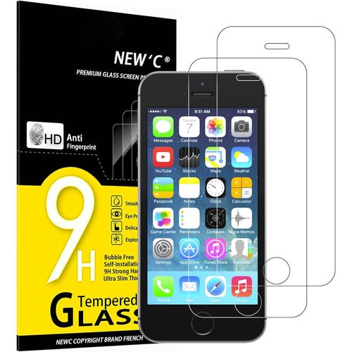 Kal-Lot De 2, Verre Trempé Pour Iphone 5, Iphone 5s, Iphone 5c, Film Protection Écran Efficace Contre Les Rayures -Sans Bulles -Ultra Résistant (0,33mm Hd Ultra Transparent) Dureté 9h Glass