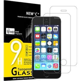 KAL-Lot De 2, Verre Trempé Pour Iphone 5, Iphone 5S, Iphone 5C, Film Protection Écran Efficace Contre Les Rayures -Sans Bulles -Ultra Résistant (0,33Mm Hd Ultra Transparent) Dureté 9H Glass