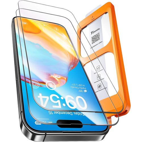 KAL-Verre Trempé Pour Iphone 15 Pro 6,1 Pouces, Dépoussiérage Automatique, Sans Bulles, Dureté 9H, Coques De Téléphone Compatibles, Couverture Complète Protection, 2 Pièces