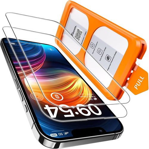 CAUC-Verre Trempé pour iPhone 12 Pro Max, Dépoussiérage Automatique, Sans Bulles, Dureté 9H, Couverture Complète Protection écran, Coques de Téléphone Compatibles, 2 Pièces