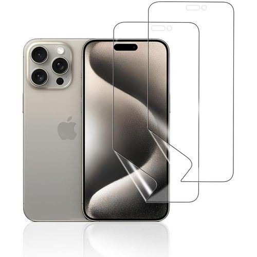 Pps-Film De Protection D'écran Hydrogel Pour Iphone 15 Pro Max, 2 Pièces Tpu Souple Transparent Hd Anti-Bulles Anti-Rayures Auto-Réparatrice