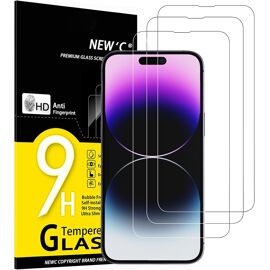 CAUC-Lot de 3, Verre Trempé pour iPhone 14 Pro Max (6,7""), Film Protection écran -sans Bulles d'air -Ultra Résistant (0,33mm HD Ultra Transparent) Dureté 9H Glass
