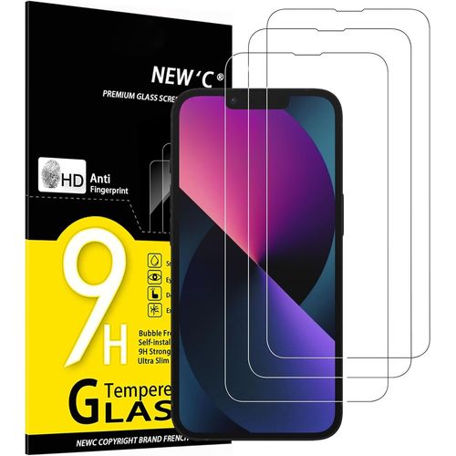 CAUC-Lot de 3, Verre Trempé pour iPhone 13 Mini (5,4""), Film Protection écran -sans Bulles d'air -Ultra Résistant (0,33mm HD Ultra Transparent) Dureté 9H Glass