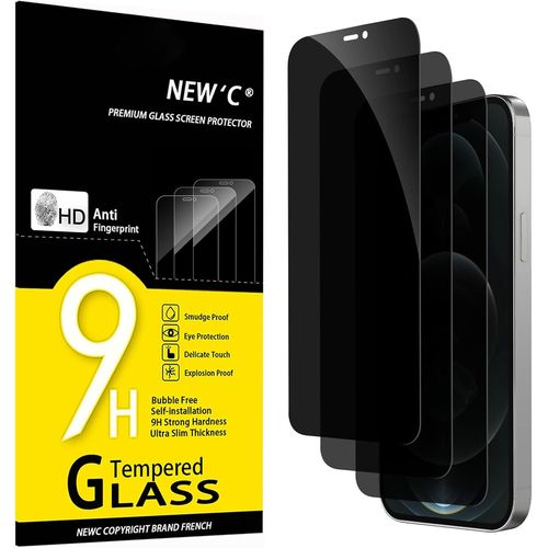 CAUC-Lot de 3, Verre Trempé Anti-Espion pour iPhone 12 Pro Max (6,7 Pouces), Angle de Confidentialité 28 Degrés Amélioré, Dureté Ultra-Résistante 9H, Sans Bulles