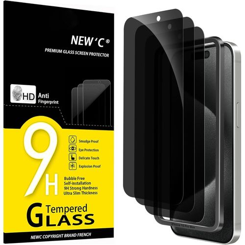 Kal-Kit De 3, Verre Trempé Anti-Espion Pour Iphone 15 Pro Max (6,7 Pouces) Protection Écran Efficace Contre Les Rayures-Angle De Confidentialité 28 Degrés-Outil D'installation Facile Inclus