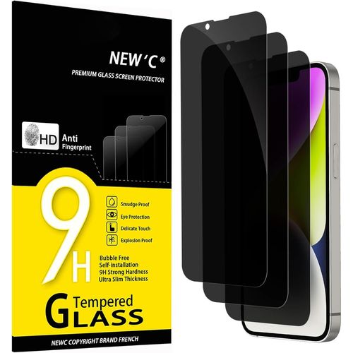 CAUC-Lot de 3, Verre Trempé Anti-Espion pour iPhone 16e, iPhone 14, iPhone 13, iPhone 13 Pro (6,1 Pouces), Angle de Confidentialité 28 Degrés Amélioré, Dureté Ultra-Résistante 9H, Sans Bulles