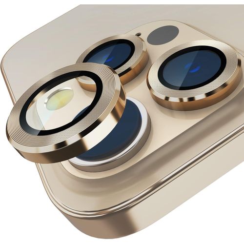Caméra Arrière Protecteur Compatible Avec Iphone 14 Pro/Iphone 14 Pro Max 2022 - Dureté 9h Film De Protection Pour Objectif En Verre Trempé Hd - Anneau De Lentille En Métal - Or