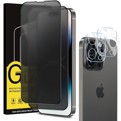 Verre Trempé Pour Iphone 14 Pro Anti Espion Mat Et Avec Caméra Arrière Protecteur [2+2 Pièce].Mate Anti-Espion Vitre Protection Écran Matte Anti-Reflet Dureté 9h Anti Rayures Anti-Spy Hd Film