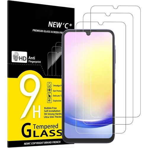 Sjzg-Lot De 3, Verre Trempé Pour Samsung Galaxy A25 5g, M34 5g, Film Protection Écran Sans Bulles D'air Ultra Résistant (0,33mm Hd Ultra Transparent) Dureté 9h Glass