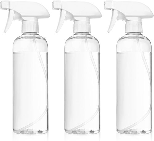 MEVRONISSHOP-3 Pièces Bouteilles de Pulvérisation, 500ML Flacon Vaporisateur Spray Vides, Bouteilles de Pompe Plastique pour Jardin Plante Cheveux Pulvérisateur D'eau (Transparent blanc)