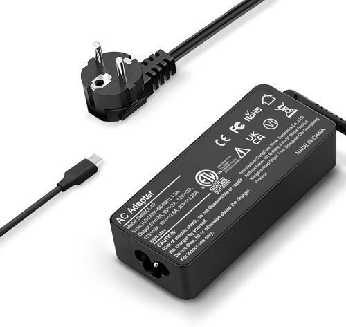 KALANKA-Chargeur USB C 65W Compatible avec Lenovo Thinkpad T480 T490s T480s T490 T580 E490 E590 X280 X380 L380 Chrombook 300e S330 C330 500e Yoga 720 910 920 Ordinateur Portable