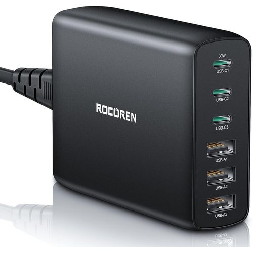 Chargeur Usb C Multiple,100w Total Chargeur Usb C,Pd3.0 Qc4.0 Pps 6 Ports Charge Rapide Indépendante,Compatible Avec Macbook Air Ipad Iphone15/14/13/12 Samsung S24/S23 Huawei Pixel (Noir)